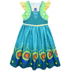 Frozen Anna Cosplay Sleeveless Pleated Dress for Kids - Azufun