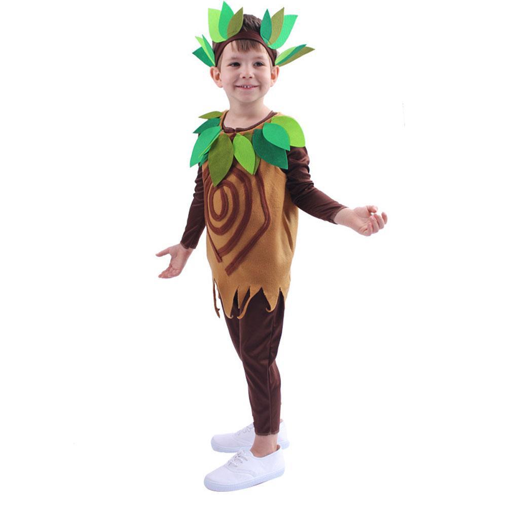 Green Plant Tree Cosplay Costume Halloween Outfit Children Stage Party Show Dress for Kids