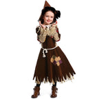 Kids Cosplay Costume The Wizard of Oz Scarecrow Fancy Dress Up Halloween Outfit Suit for Girls