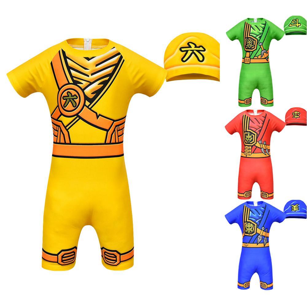 Children's play with wate new conjoined cosplay Boy phantom sets ninja kids ninjago costume Swim suit - Azufun