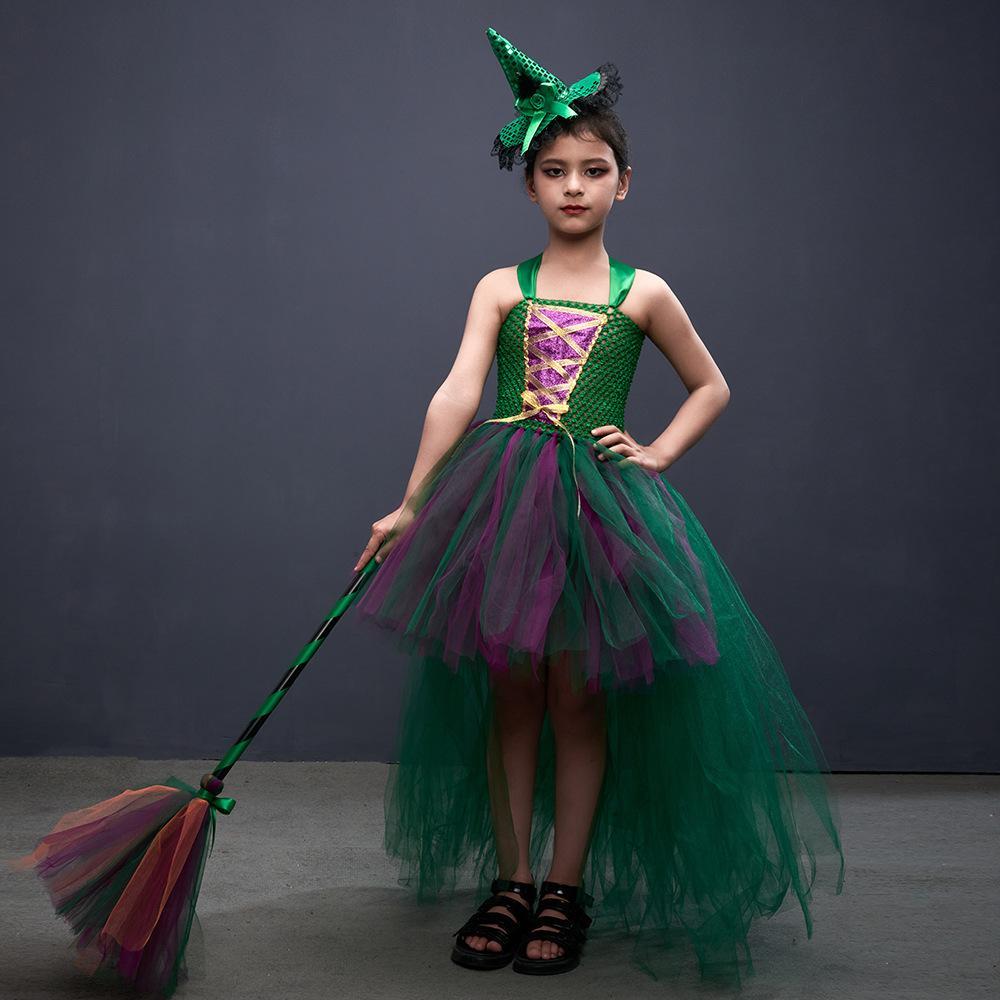 Girl Hocus Pocus Sanderson sisters Winifred Sarah Mary Tutu Dress for kids Halloween Cartoon Costume - Azufun