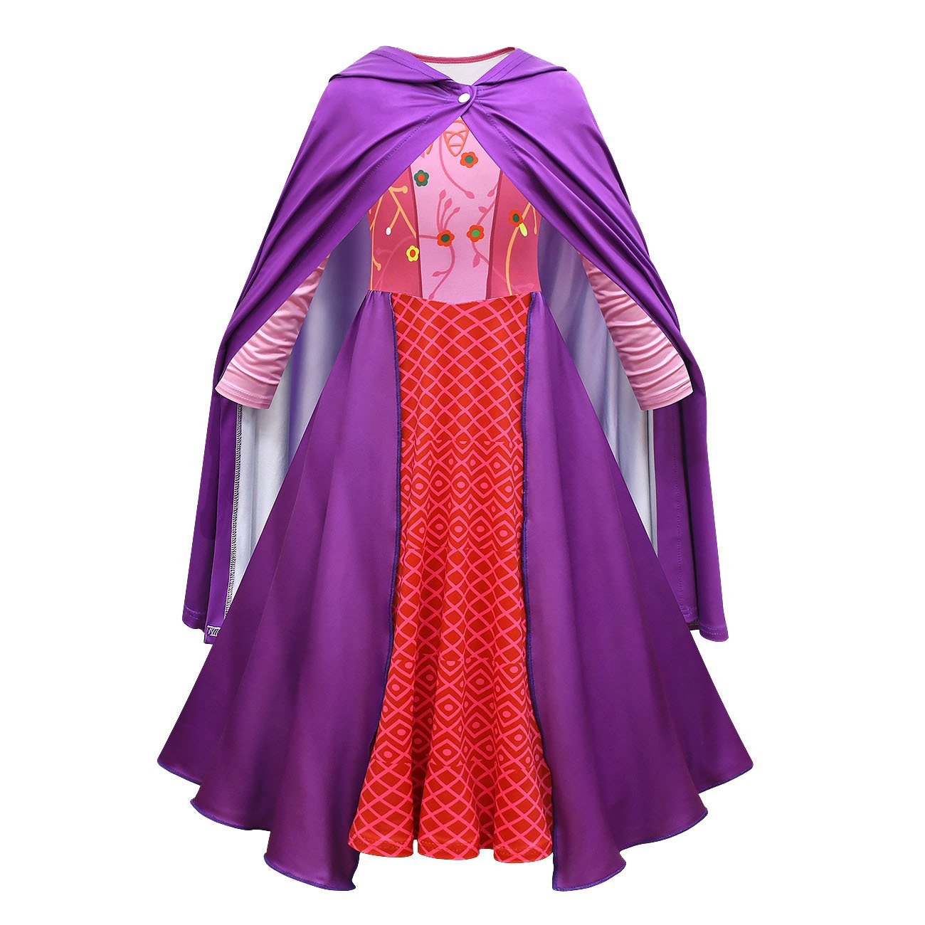 Girls' Hocus Pocus Sarah Sanderson Cosplay Costumes long dress cape Halloween Outfit For Kids - Azufun