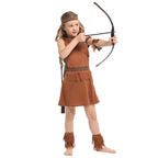 Indian Princess Cosplay Costumes Hunter Halloween Girl Dress Outfit for Kids