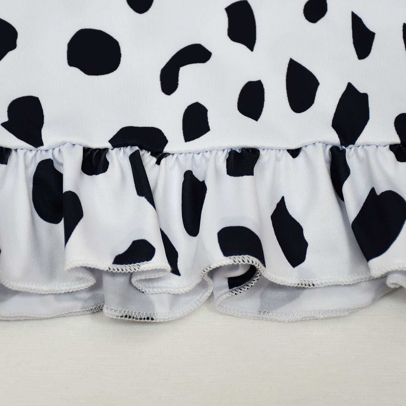 Cruella Costume Cosplay Dress Up Halloween Outfits Role Play Spotted Dot Ruffle Dresses for Girls