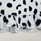 Cruella Costume Cosplay Dress Up Halloween Outfits Role Play Spotted Dot Ruffle Dresses for Girls