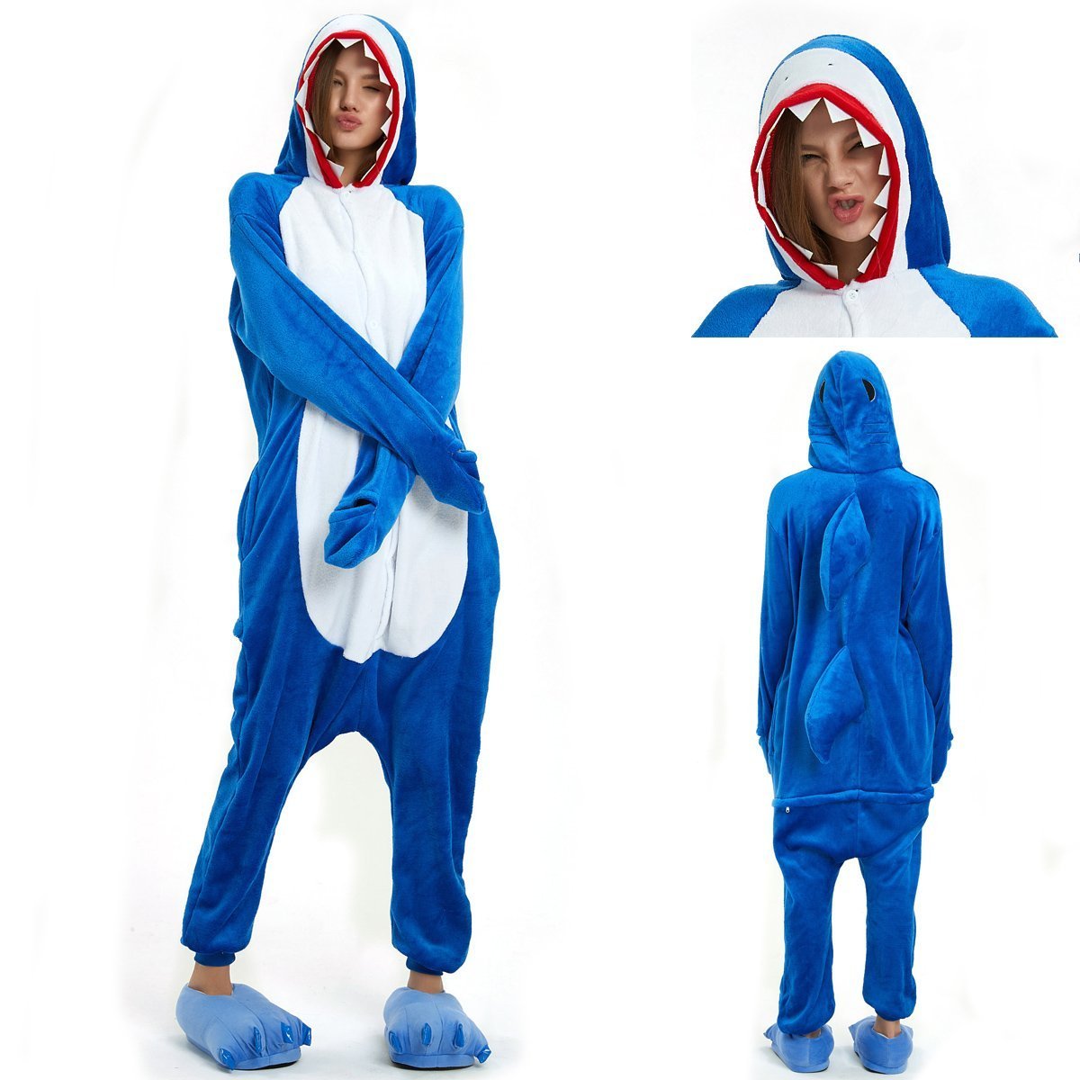 Shark Unicorn Adult Kigurumi Onesie Pajamas Animal Sleepwear - Azufun