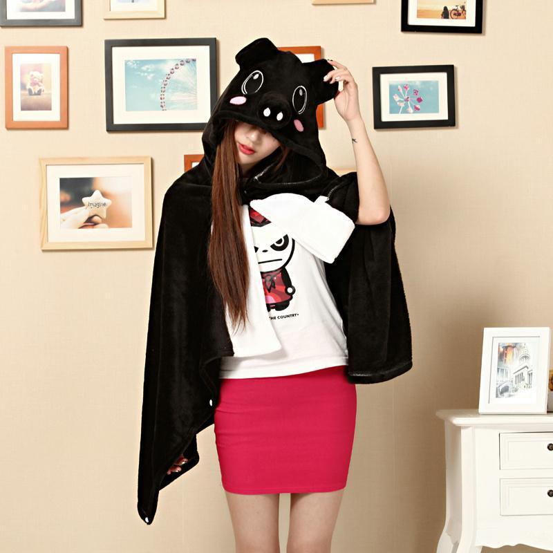 Animal Kigurumi Black Pig Cosplay Costume Hoodie Cloak - Azufun