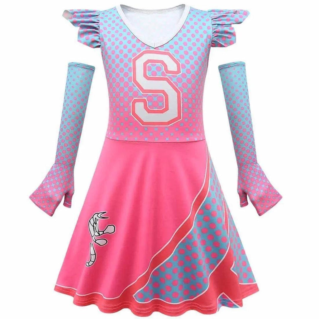 kids costume College Zombies 2 Cheerleader dress Costume Children's Dress - Azufun