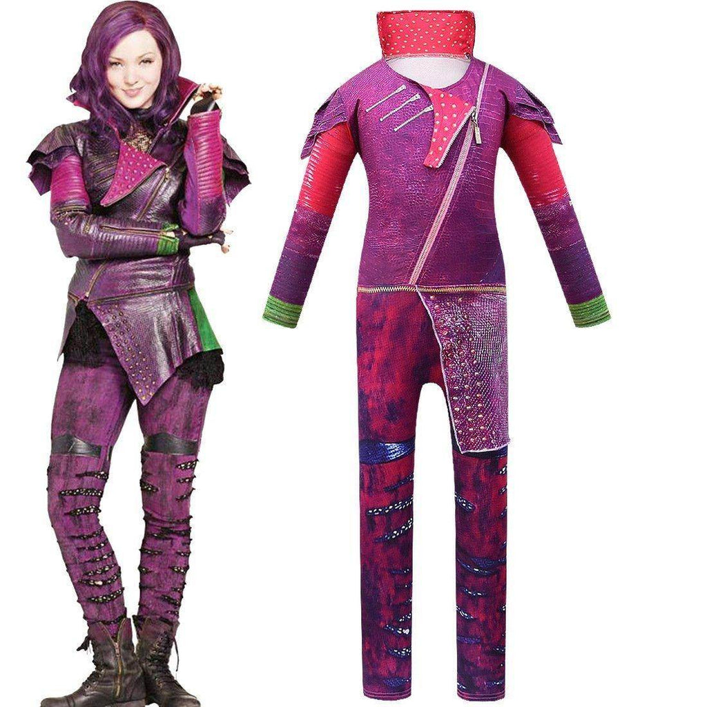 Kids Descendants Mal Cosplay Zentai Suit Costume Children Jumpsuit Bodysuit Outfits - Azufun