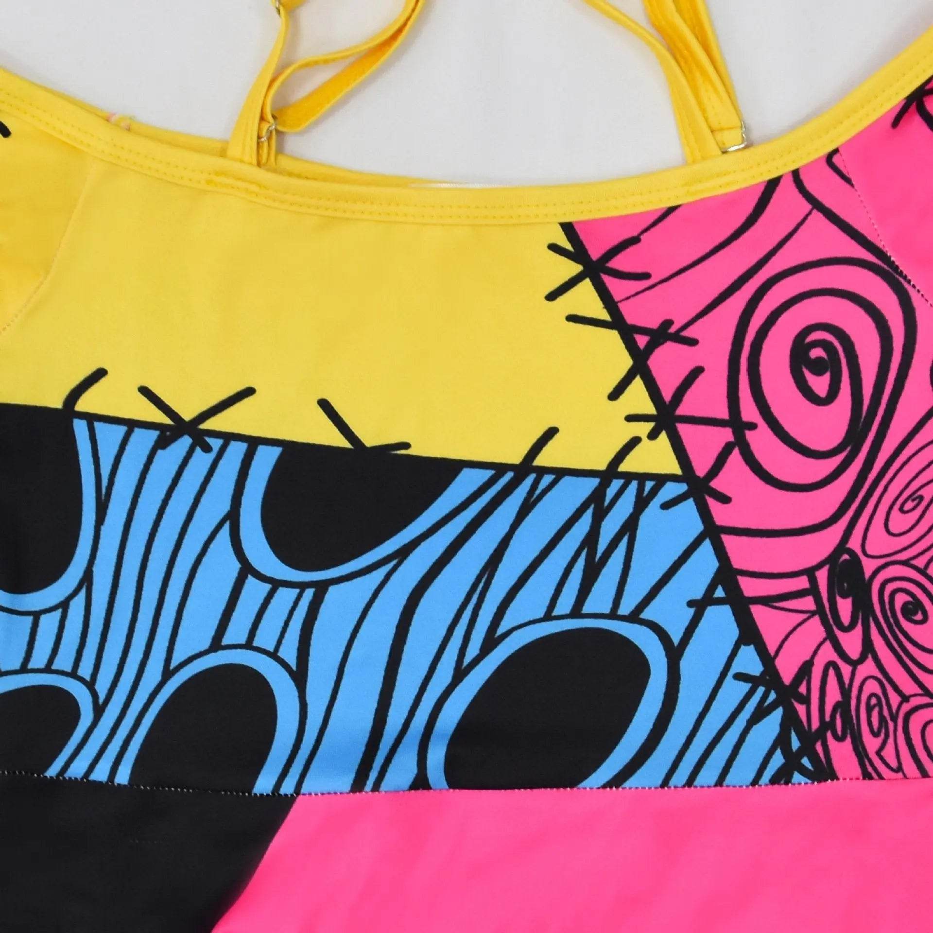 kids girl Sally Costume Party Dress The Nightmare Before Christmas Cosplay Halloween - Azufun