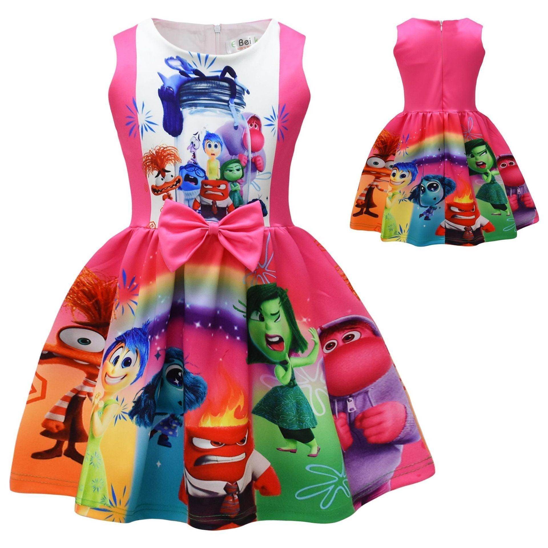 Kids' Inside Out 2 Dress All characters Girls' Movie Costume for Parties and Play - Azufun