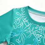 Kids' Inside Out Disgust Cosplay Costume Set Short Sleeve Pleated Dress with Bag - Azufun