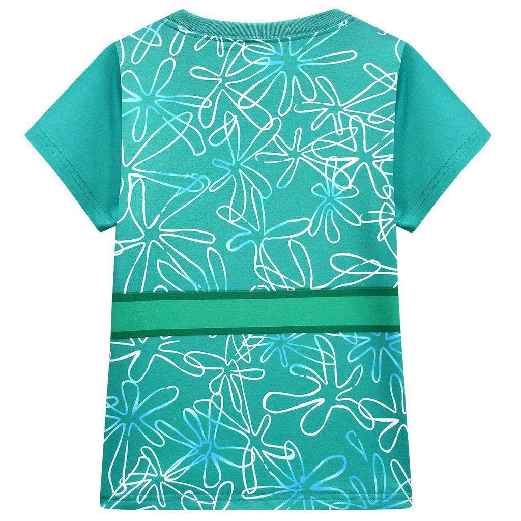 Kids' Inside Out Disgust Cosplay Costume Set Short Sleeve Pleated Dress with Bag - Azufun