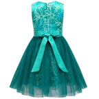 Kids' Inside Out Disgust Tutu Dress Cosplay Princess Gown with Bag and Mask - Azufun