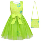 Kids' Inside Out Joy Tutu Dress Costume Cosplay Princess Gown with Bag and Mask - Azufun