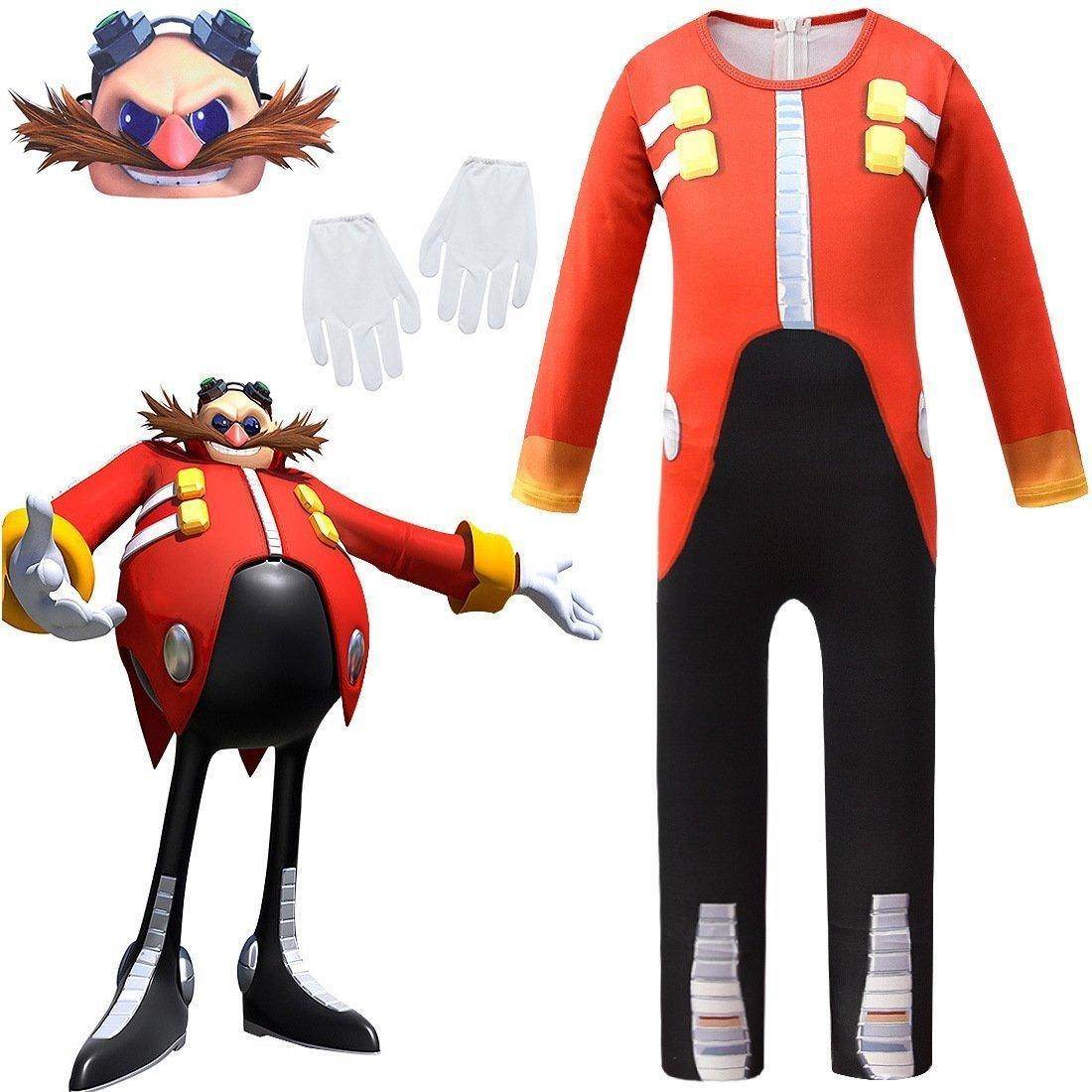 Kids Sonic The Hedgehog Dr. Eggman Cosplay Zentai Jumpuit Costume - Azufun
