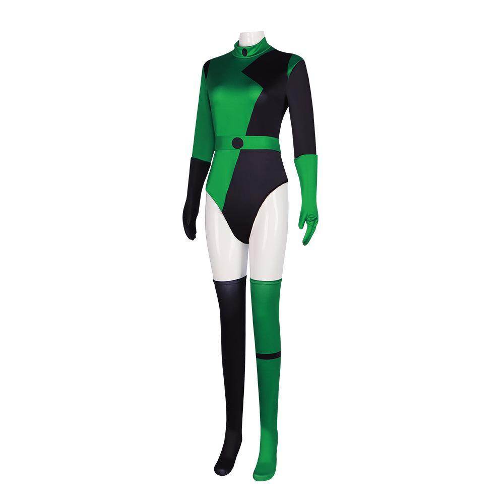 Kim Possible shego Costume Bodysuit Jumpsuit Swimsuit - Azufun