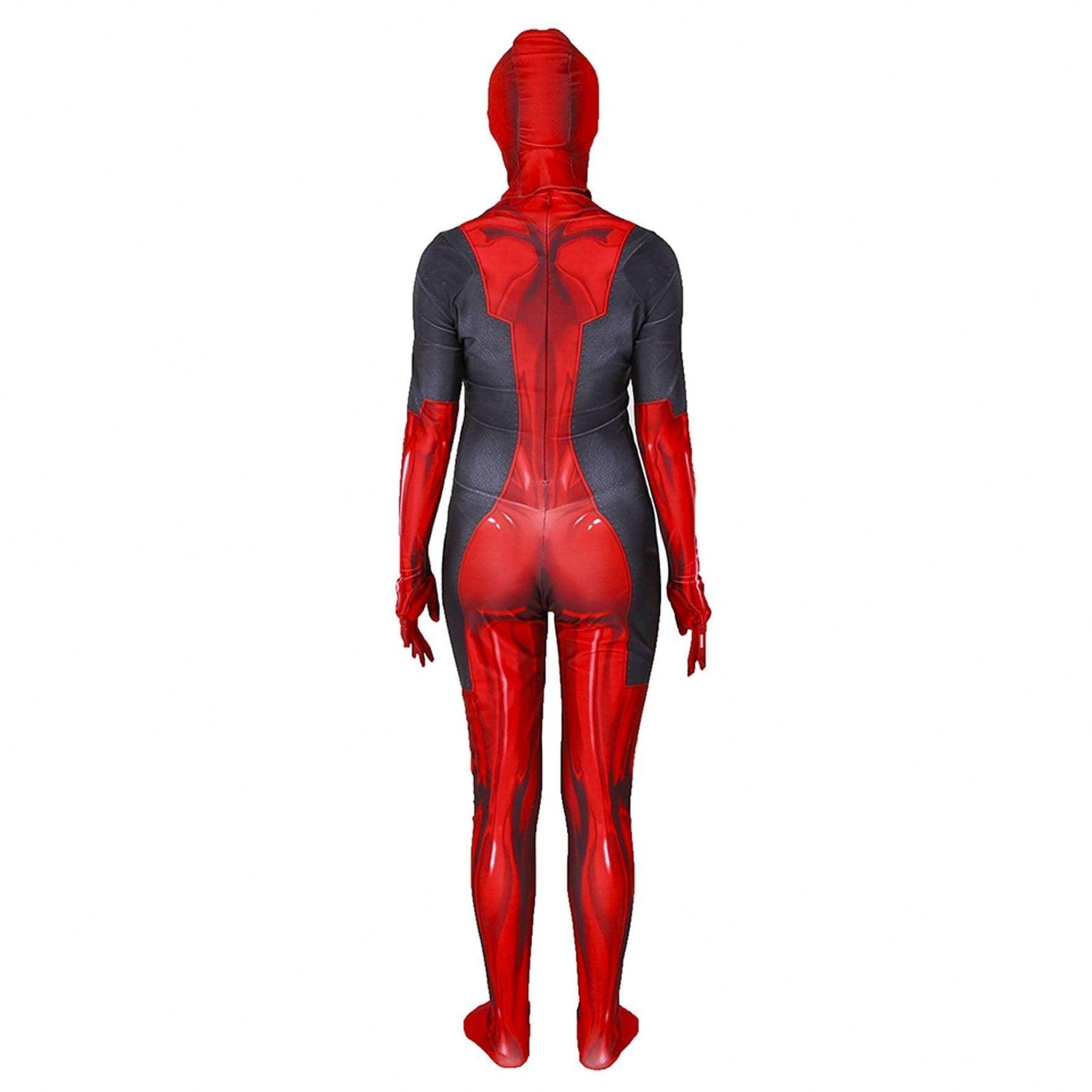 Lady and Men Kids Deadpool 3 Bodysuit Costume 2024 Deadpool Wolverine Red With Mask - Azufun