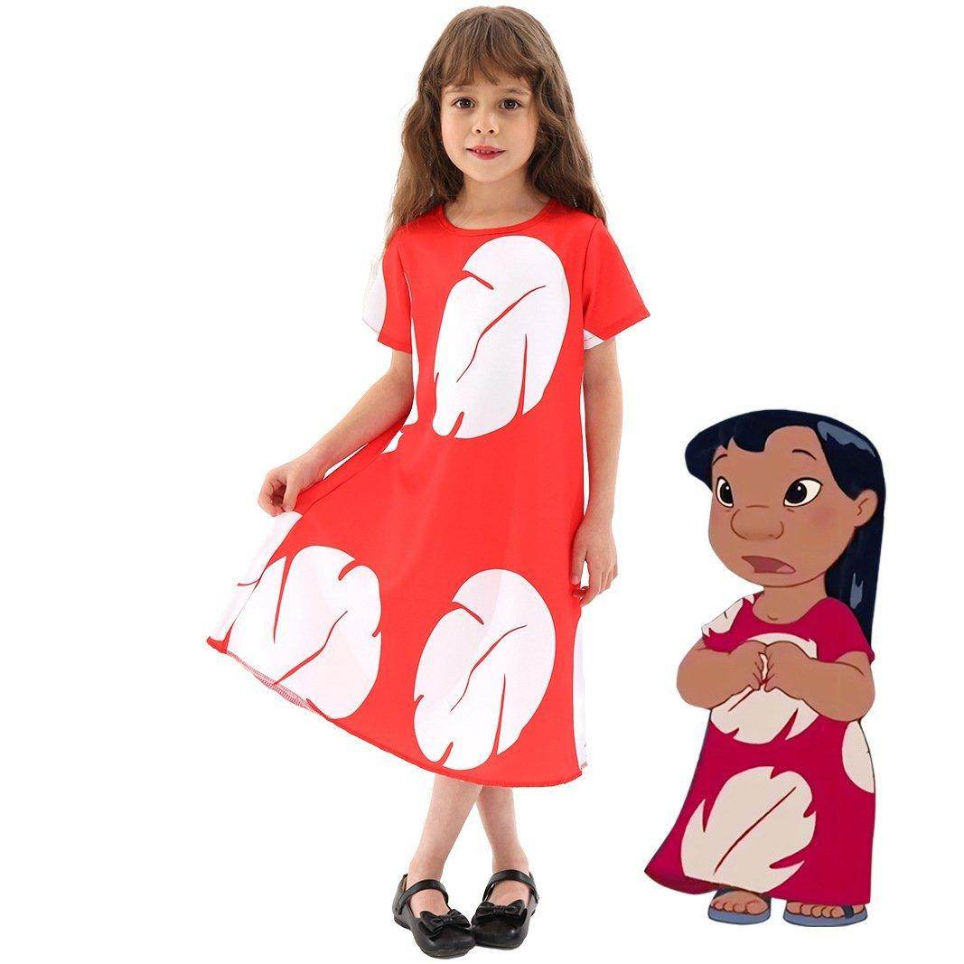 Lilo Stitch stage dress cosplay costume Lilo Red Dress Leaf Dress - Azufun