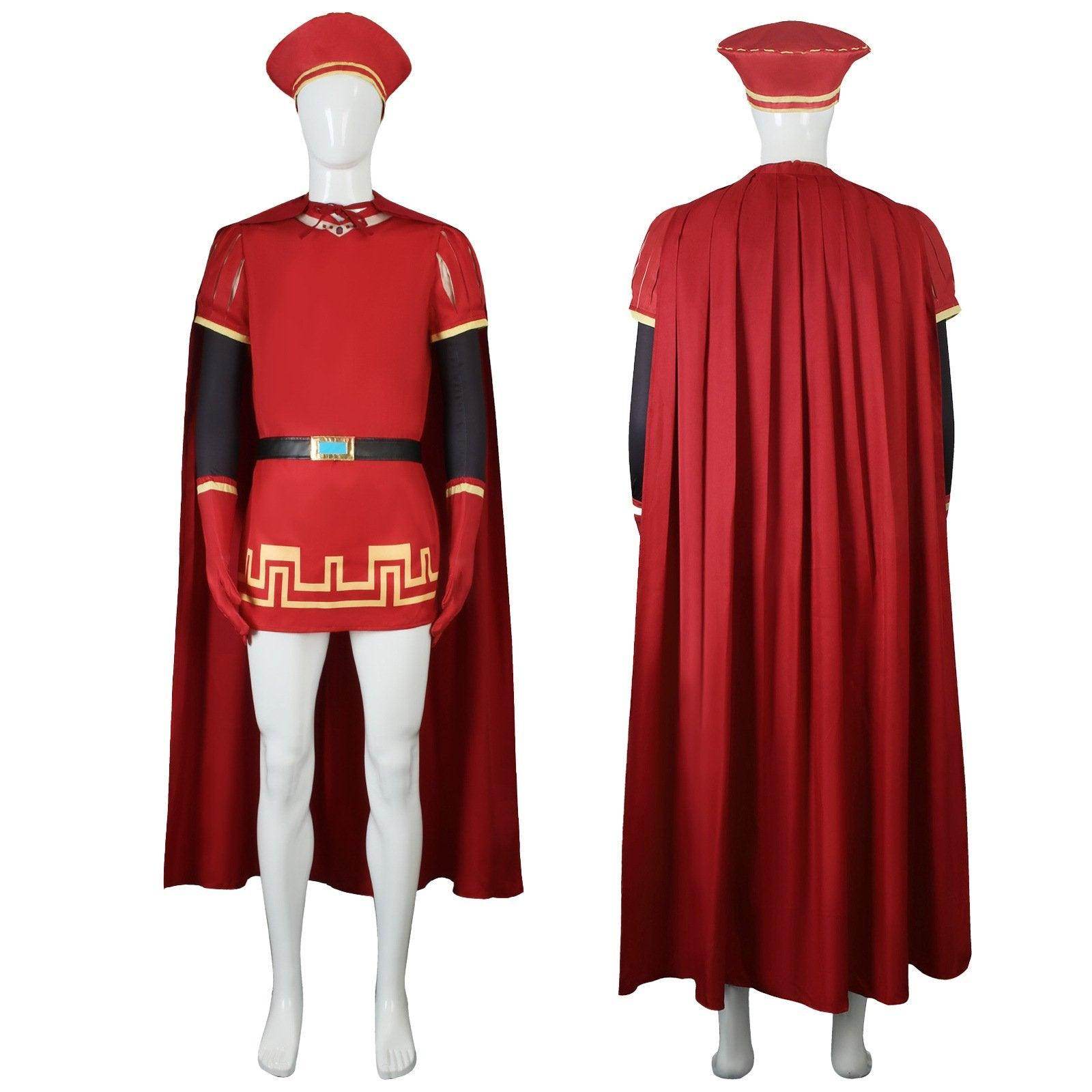 Lord Farquaad Halloween Cosplay Costume Shrek Red Robe Cape - Azufun