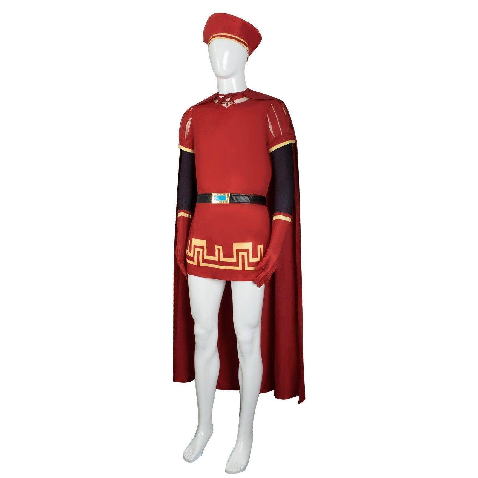 Lord Farquaad Halloween Cosplay Costume Shrek Red Robe Cape - Azufun