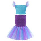 Mermaid Princess Costume Kids Girls Cosplay Party Tutu Dress Halloween Outfit - Azufun