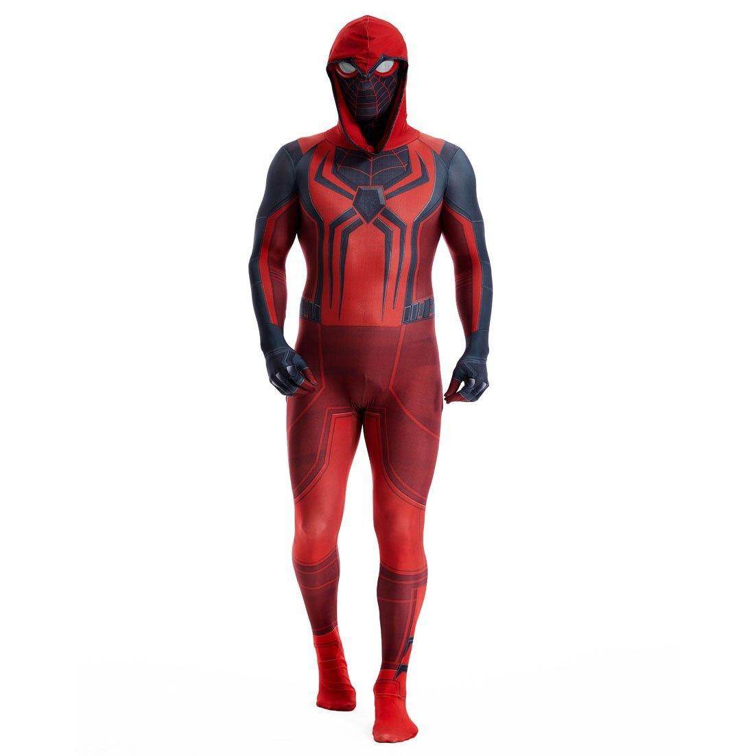 Miles Morales Crimson Cowl Spider Man Costume Red Cape Halloween Cosplay for Kids and Adults - Azufun