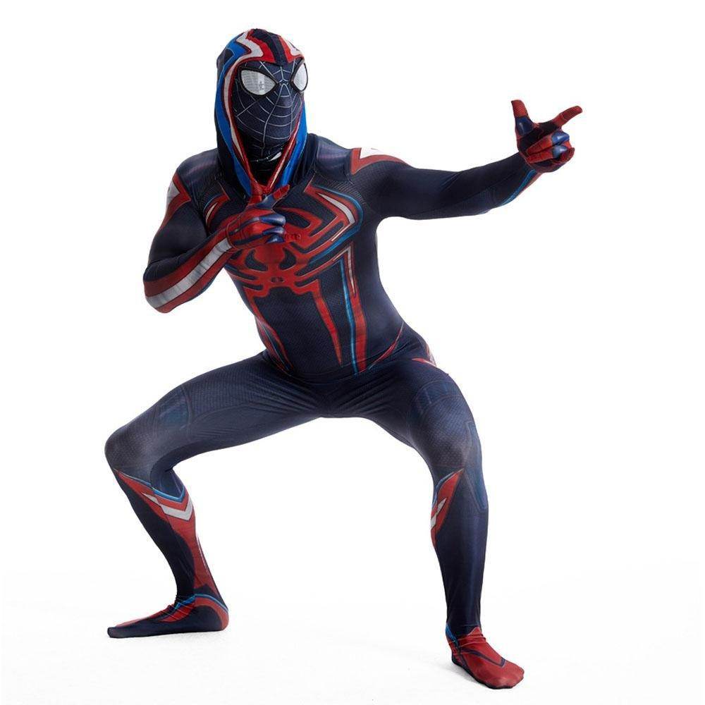 Miles Morales Spider Man 2099 Costume Ultimate Cosplay PS5 Jumpsuit for Kids and Adults - Azufun