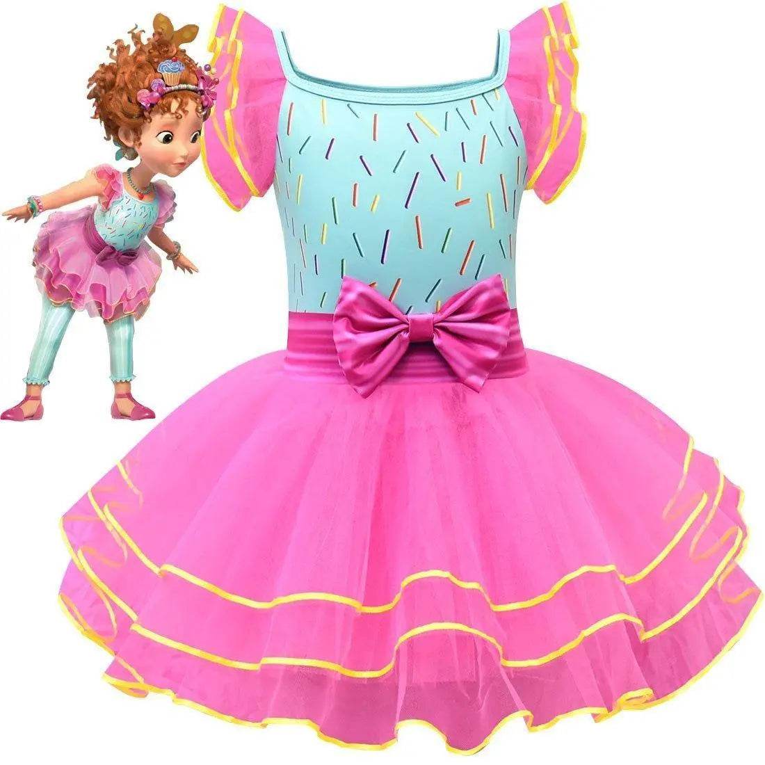 nancy Tutu Dress pink Princess Girls Birthday Party Dress Children fancy nancy Kids Unicorn Costume - Azufun