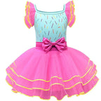 nancy Tutu Dress pink Princess Girls Birthday Party Dress Children fancy nancy Kids Unicorn Costume - Azufun