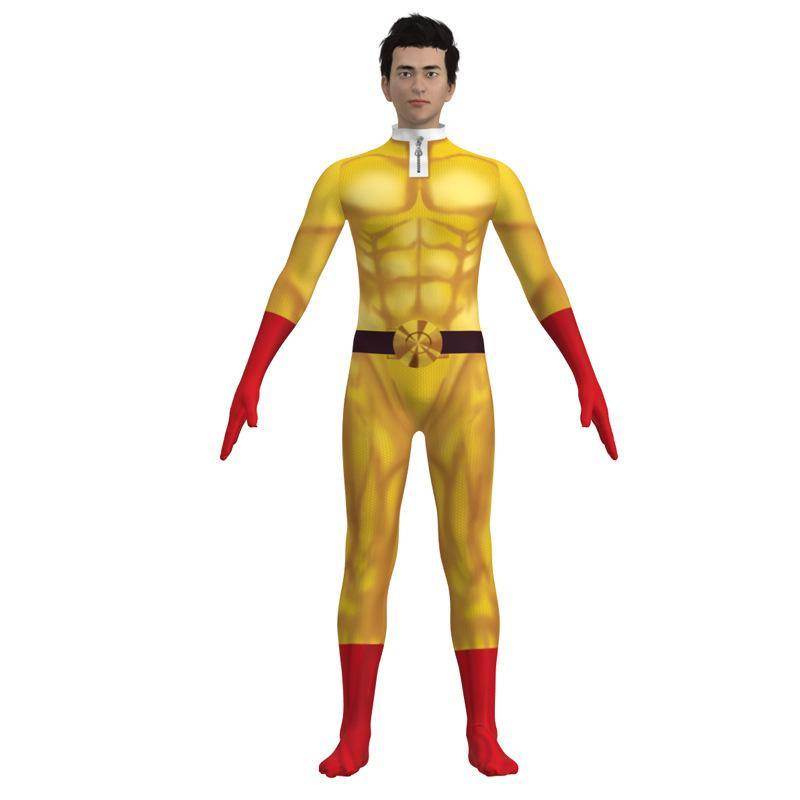 One Punch Man Saitama Costume Cosplay Zentai Suit Jumpsuit for Kids Adult - Azufun