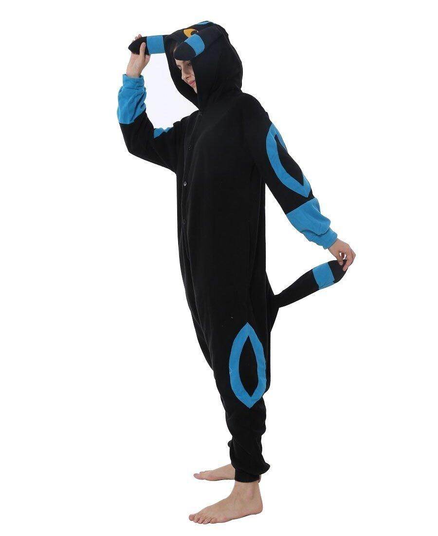 Pokemon Blue Umbreon Eevee Kigurumi Onesie Hoodie Costume Pajamas Black Pajamas - Azufun