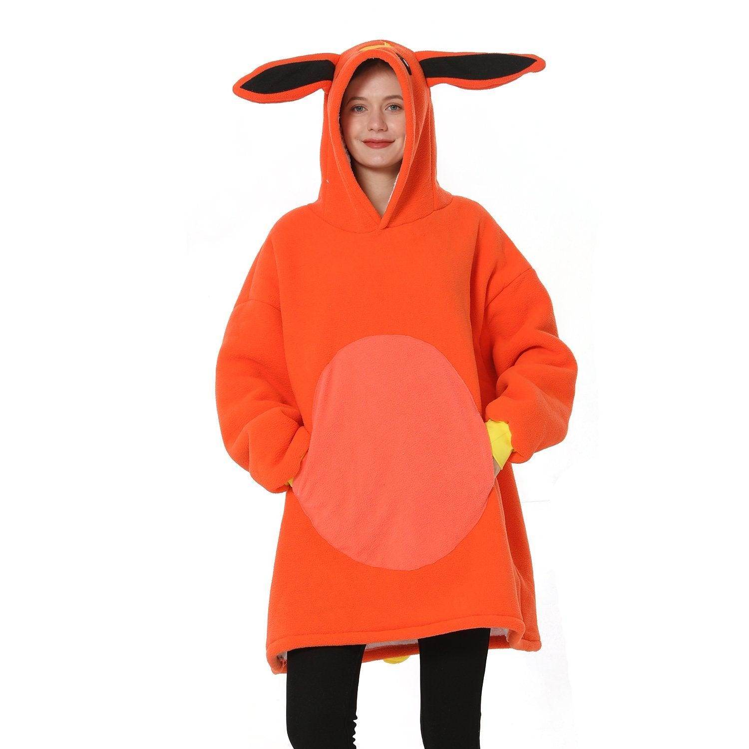Pokemon Flareon Keep Warm Hoodie Wearable Costume Cozy Cartoon Lazy TV Blanket - Azufun