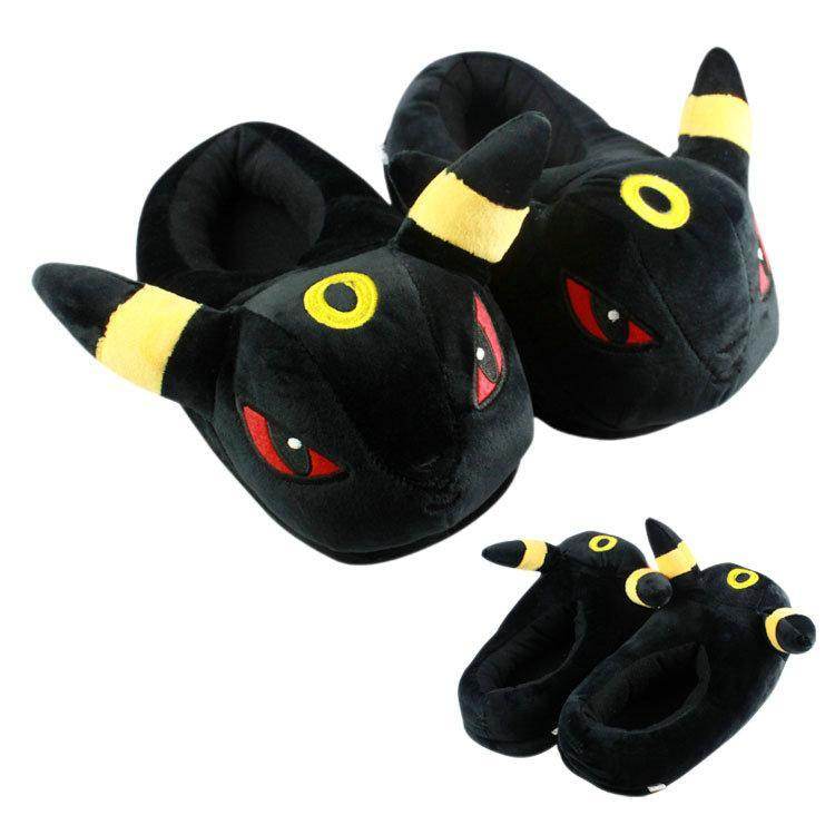 Pokemon plush Slippers Black Eevee soft toy shoes indoor - Azufun