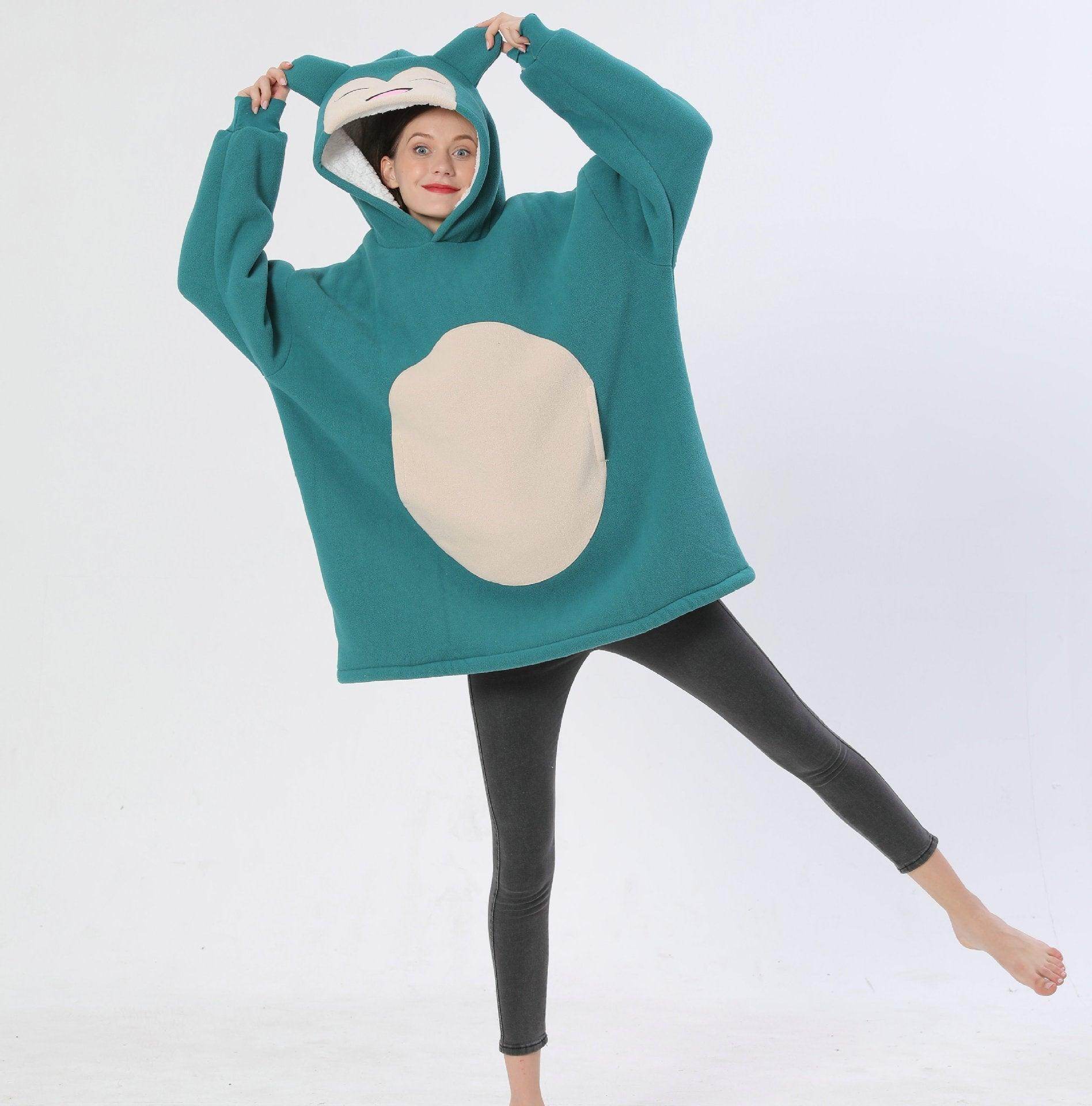 Pokemon Snorlax Costume Keep Warm Cozy Lazy TV Blanket Pajamas - Azufun