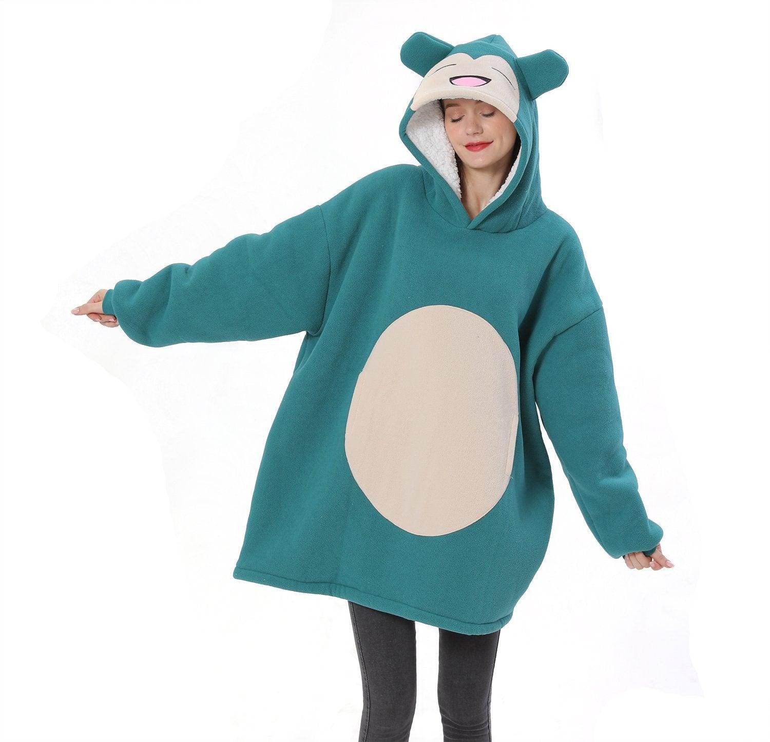 Pokemon Snorlax Costume Keep Warm Cozy Lazy TV Blanket Pajamas - Azufun
