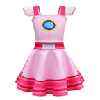 Princess Peach Cosplay Costume Super Mario Bros Girls Dress Bag Suits Halloween Carnival - Pajamasbuy