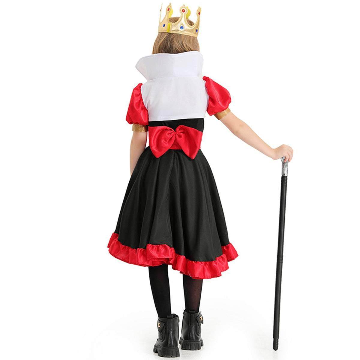 Queen of Hearts Costume Outfits Halloween Carnival Suit Cosplay For Kids - Azufun