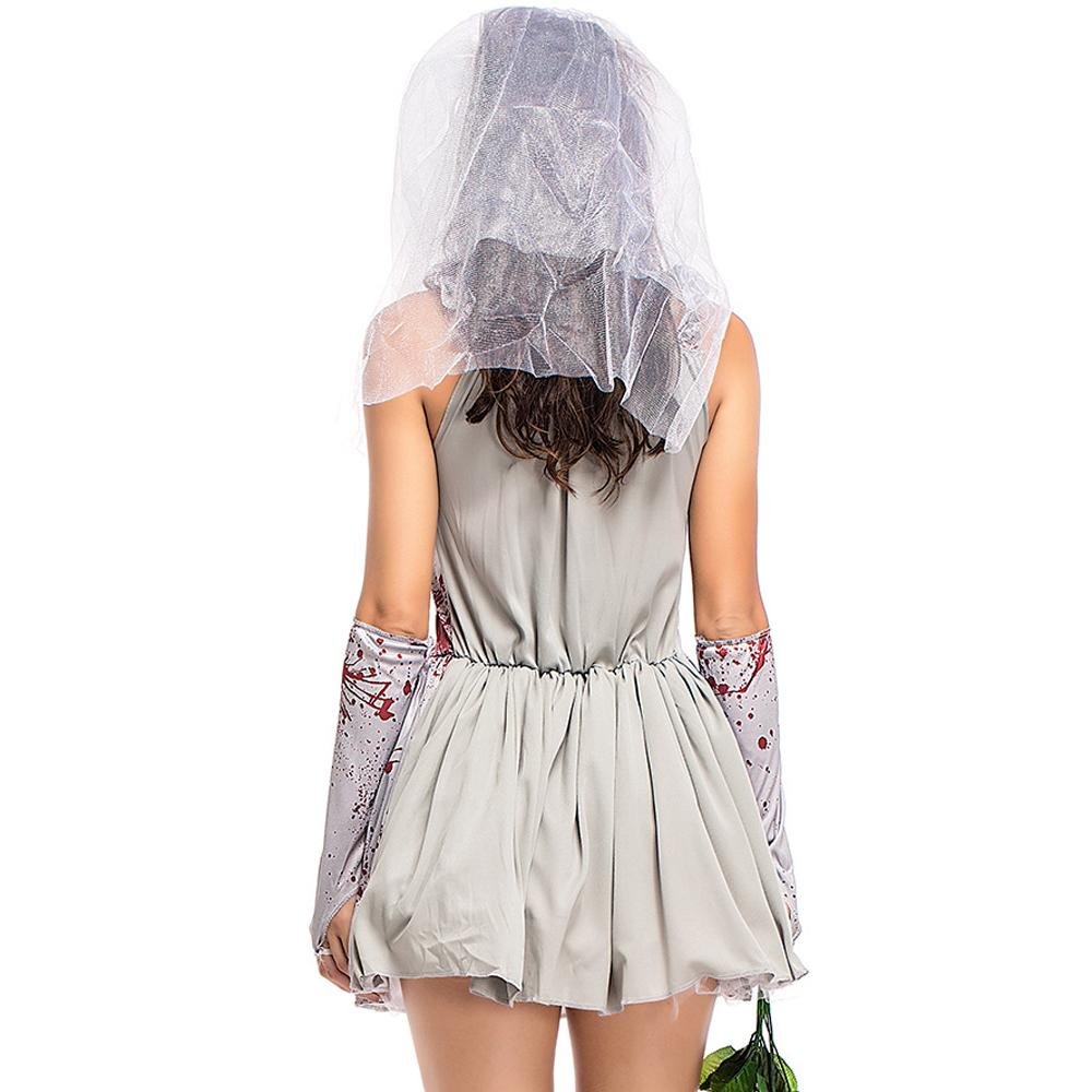 BuyScary Gray Bloodstained Ghost Bride Outfits Cosplay Costume Halloween For Kids Now Cheaper With 3 - 5 Days Ship - PajamasBuy