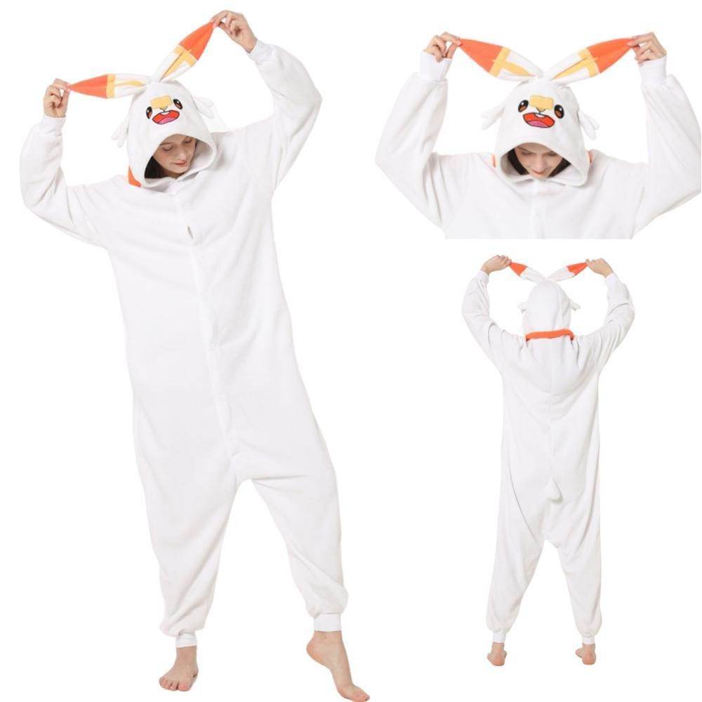 Scorbunny Kigurumi Onesies Anime Pokemon Pajamas Pyjamas Halloween Costume - Azufun