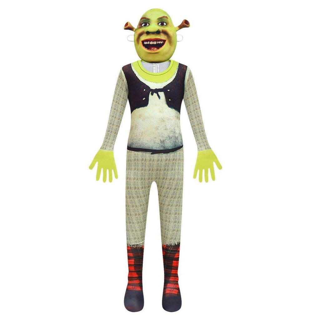Shrek Costume Cosplay Jumpsuit with Mask Bag for Kids Halloween - Azufun