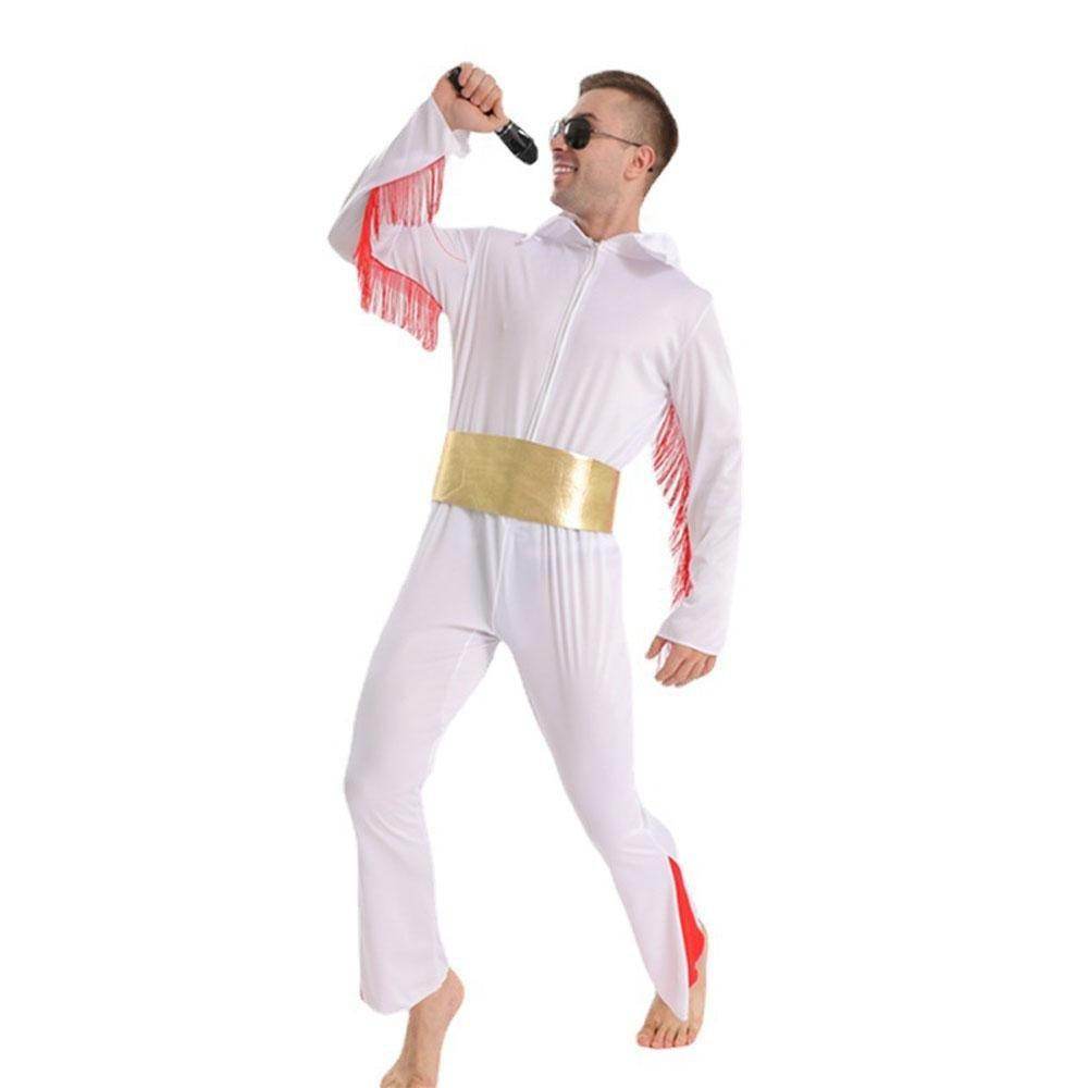 Singer Elvis Presley 80s Costume Outfits Vintage Carnival Masquerade Halloween for Men - Azufun