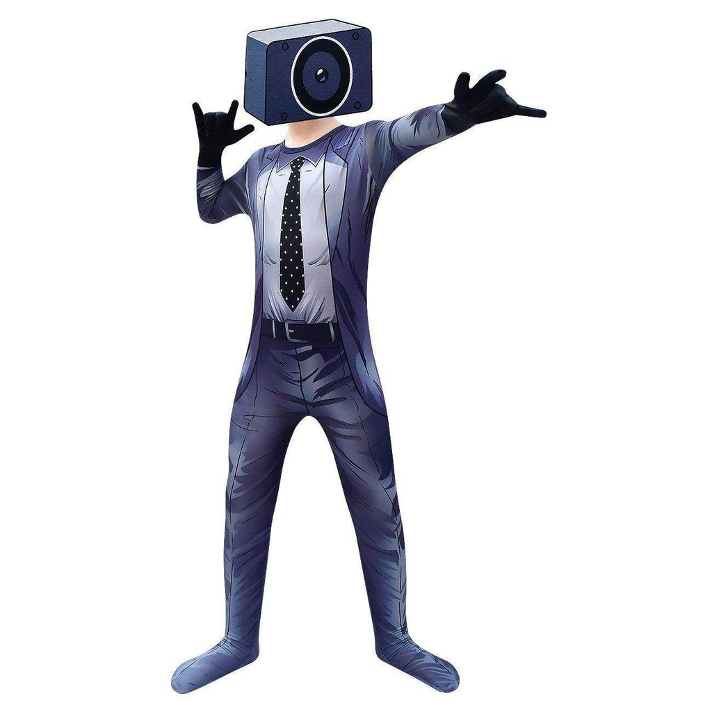 Skibidi Toilet Outfits Jumpsuit Mask Titan Tv man Cosplay Costume For Kids - Azufun