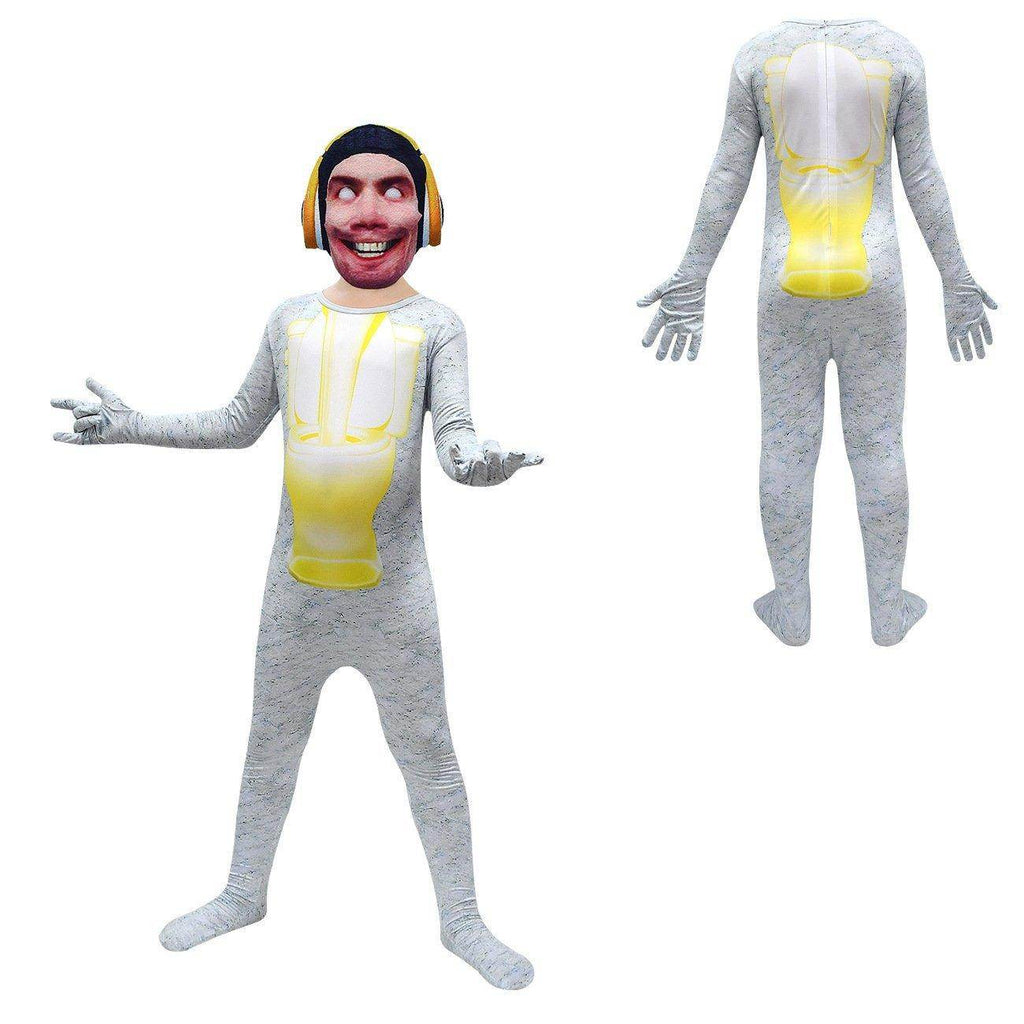 Skibidi Toilet White Jumpsuit Titan Tv man Cosplay Costume For Kids - Azufun