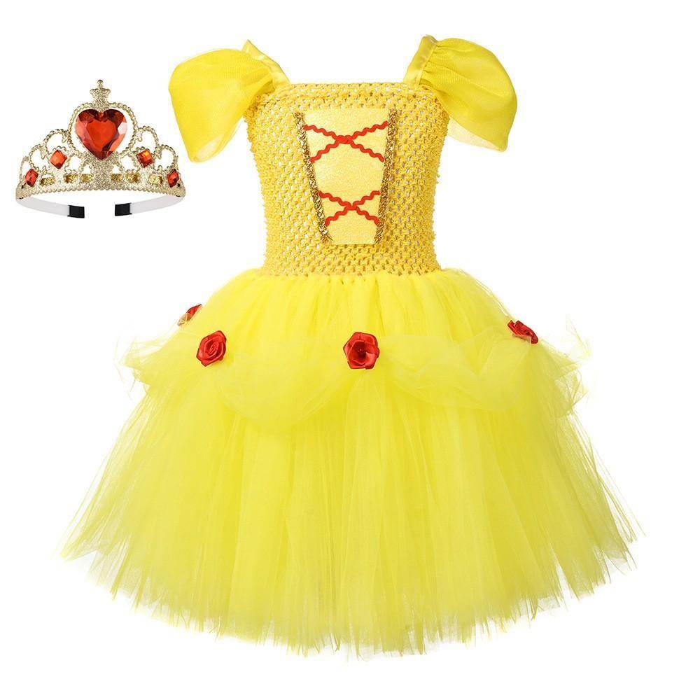 Snow White Princess Costume Kids Girls Cosplay Party Tutu Cake Dress Halloween Outfit - Azufun