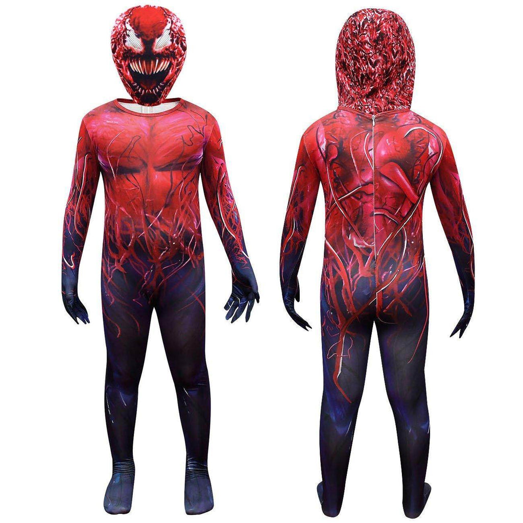 Spider-Man CARNAGE RED VENOM Costume For Kids Deluxe Zentai Cosplay Jumpsuits With Head Mask Halloween - Azufun