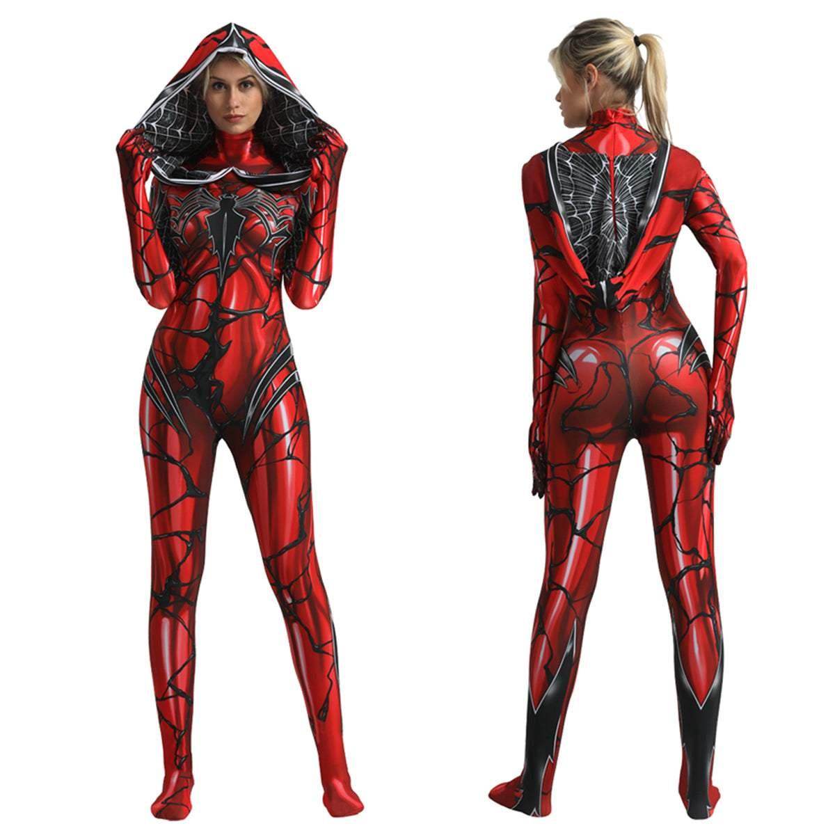 Spider-Man Venom Spider-Gwen Stacy Jumpsuit Lady Carnage Hooded Cosplay Costume Halloween - Azufun