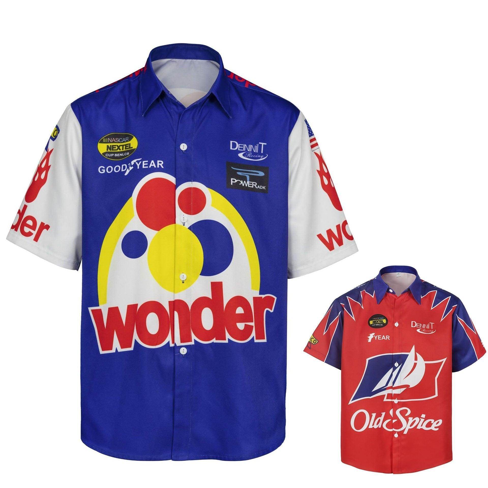 Talladega Nights Ricky Bobby Racing Shirt and Hat Set Men's Short Sleeve Casual Costume - Azufun