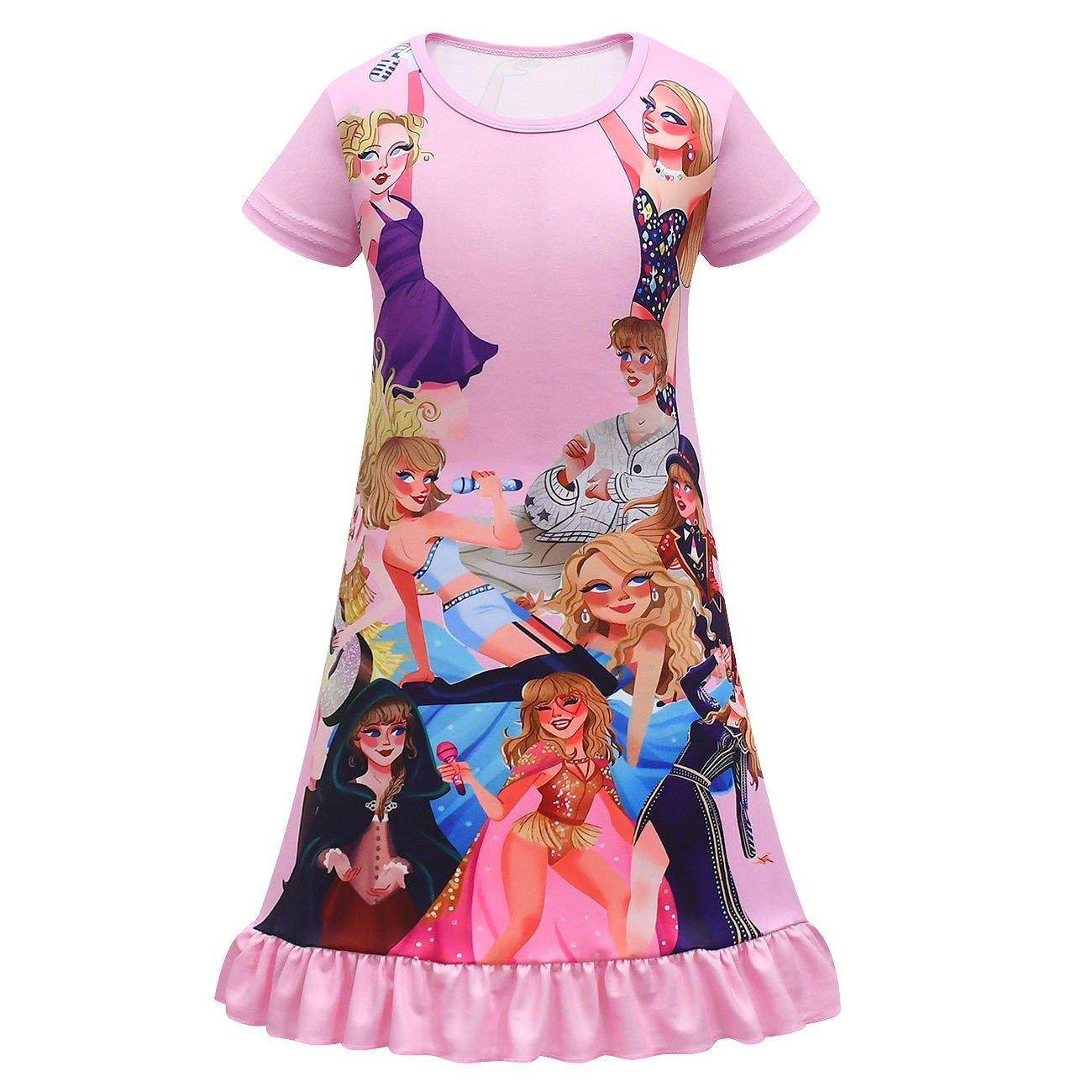 Taylor Swift Pajama Dress Cosplay Costumes Printing Kids - Azufun