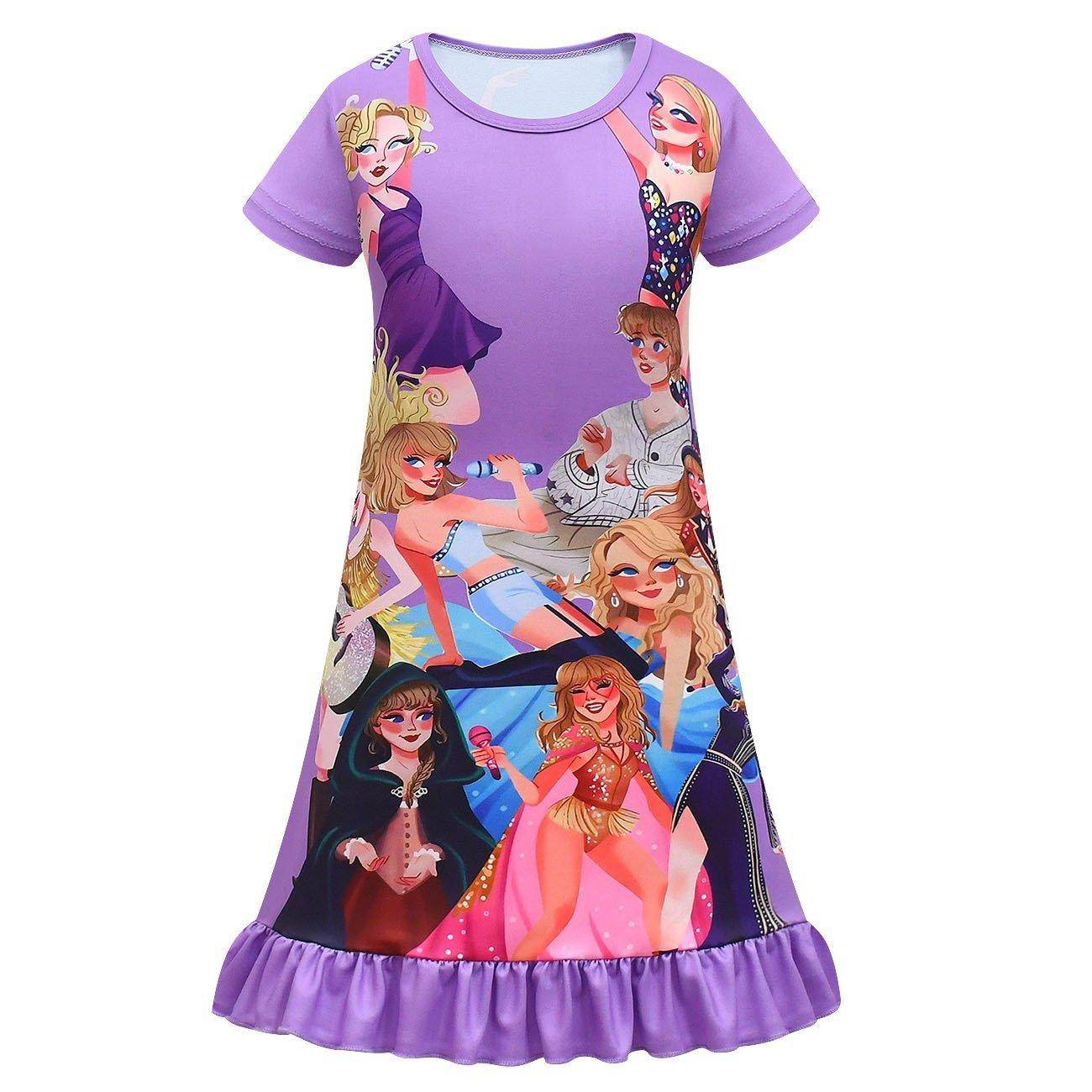 Taylor Swift Pajama Dress Cosplay Costumes Printing Kids - Azufun